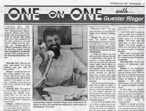 Mayor Rieger 1990 first interview morningstar